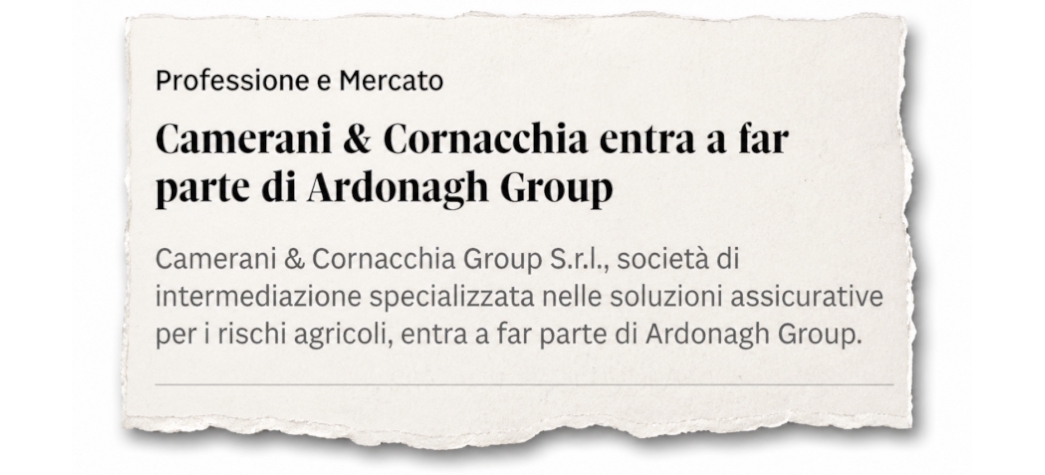 Anteprima testo acquisizione Camerani & Cornacchia Group da parte di Ardonagh
